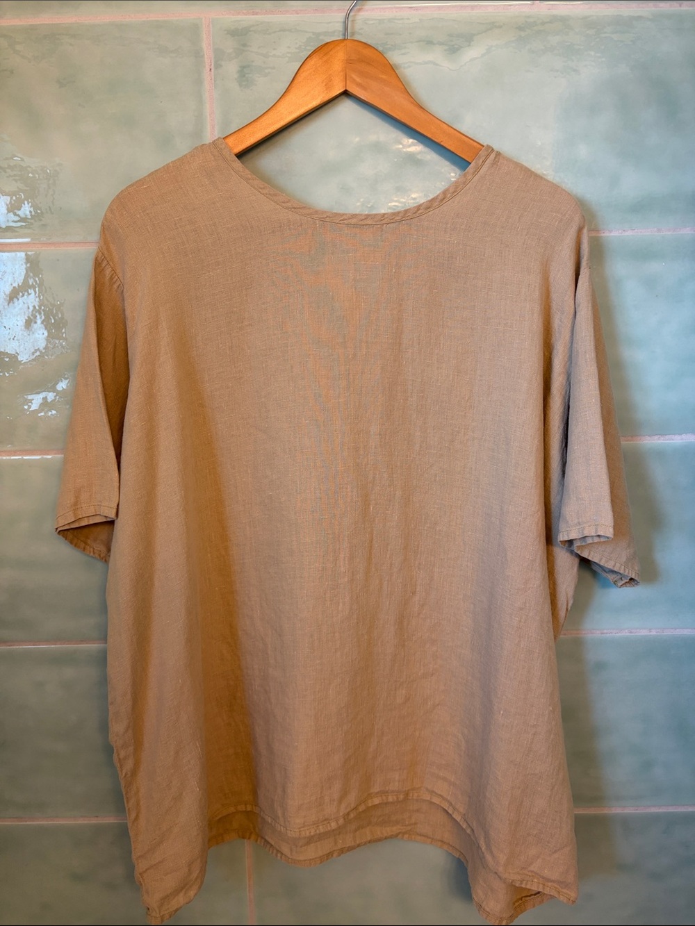 Relaxed Tunic Top in Beige - Women's Casual 100% Lithuanian Linen